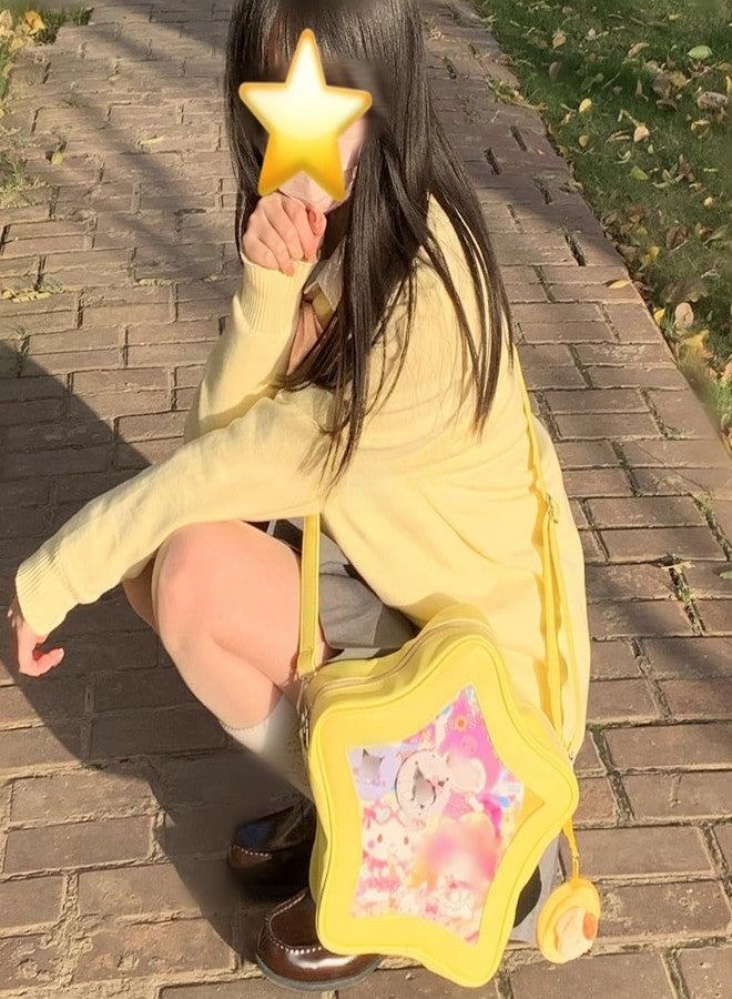 Vobomo Star Shape Ita Bag Pins Display Crossbody Bag PU Leather Backpack Y2k Aesthetic Cute Handbag, Yellow, S, Y2K Aesthetic - Image 3