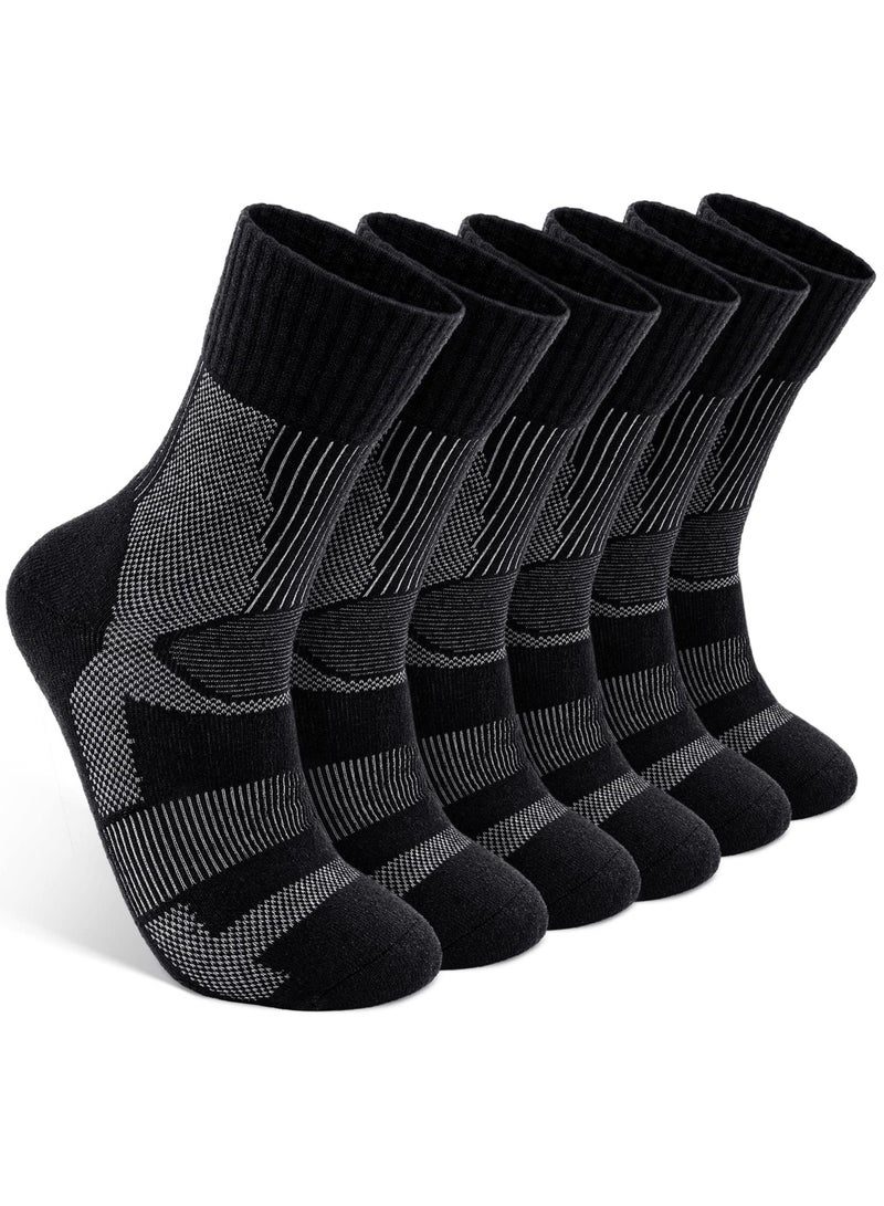 SYOSI 3 Pairs of Merino Wool Socks, Winter Merino Warm Socks for Men and Women, Breathable Warm Cotton Socks for Hiking, Running, Skiing, Middle Length Moisture Wicking (Black) - Image 1