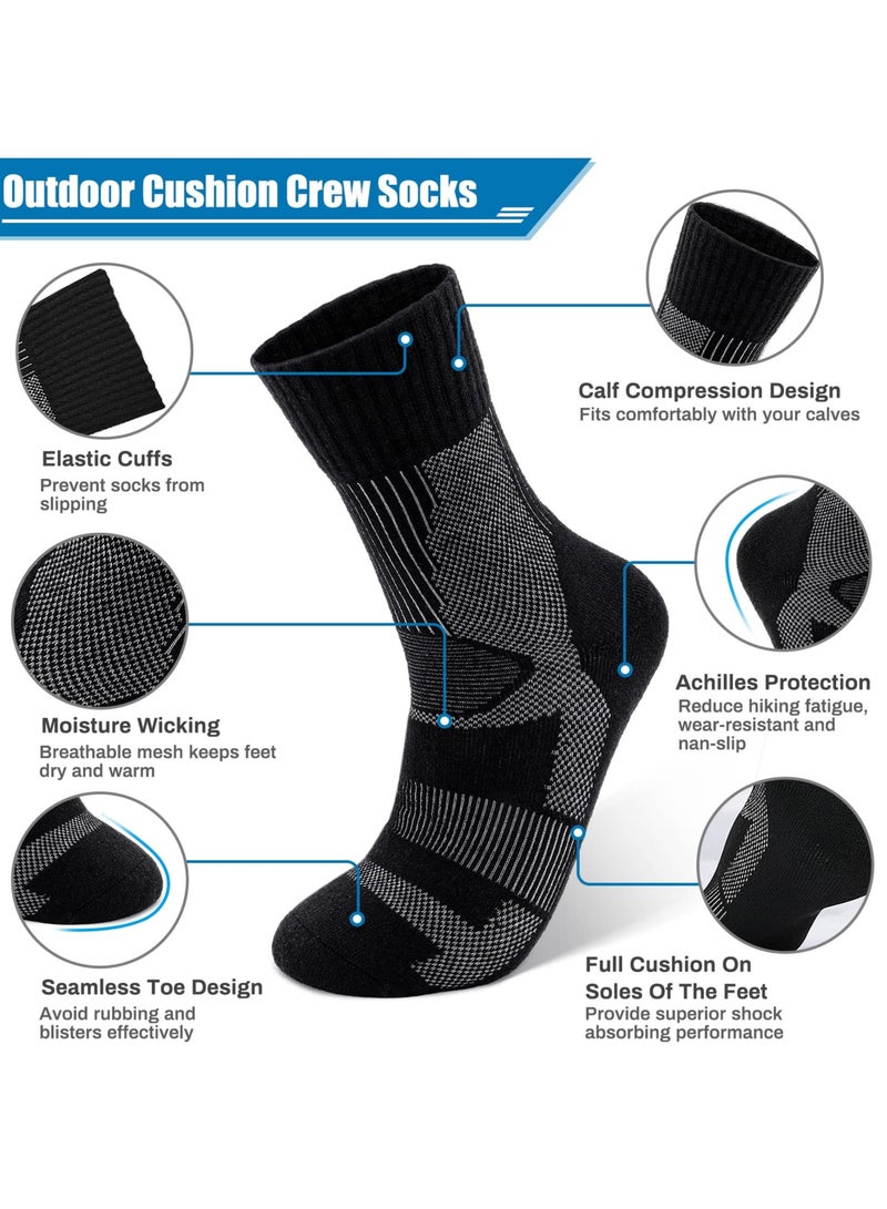 SYOSI 3 Pairs of Merino Wool Socks, Winter Merino Warm Socks for Men and Women, Breathable Warm Cotton Socks for Hiking, Running, Skiing, Middle Length Moisture Wicking (Black) - Image 2