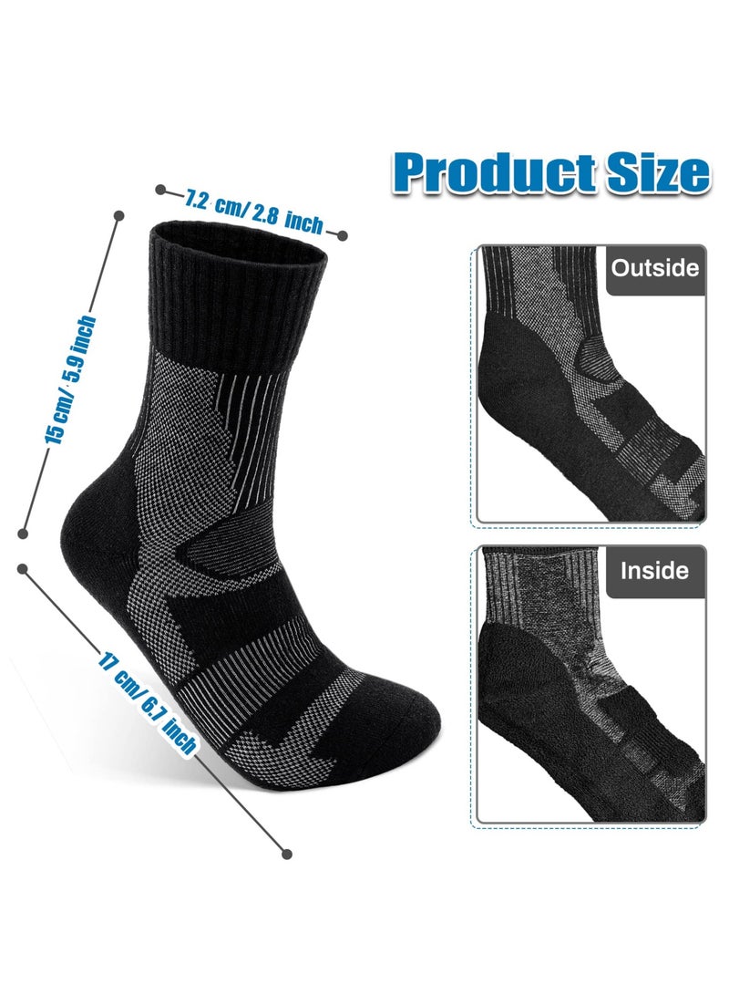 SYOSI 3 Pairs of Merino Wool Socks, Winter Merino Warm Socks for Men and Women, Breathable Warm Cotton Socks for Hiking, Running, Skiing, Middle Length Moisture Wicking (Black) - Image 5