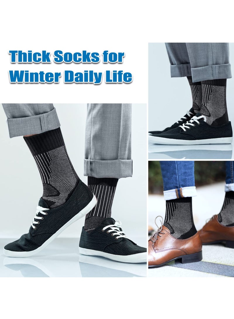 SYOSI 3 Pairs of Merino Wool Socks, Winter Merino Warm Socks for Men and Women, Breathable Warm Cotton Socks for Hiking, Running, Skiing, Middle Length Moisture Wicking (Black) - Image 4