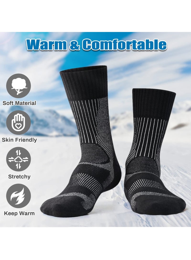 SYOSI 3 Pairs of Merino Wool Socks, Winter Merino Warm Socks for Men and Women, Breathable Warm Cotton Socks for Hiking, Running, Skiing, Middle Length Moisture Wicking (Black) - Image 3