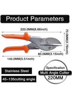 EPITECH MART EPITECH MART45135 Degree Adjustable Angle Scissors Soft Wood Plastic PVC Cutter 7 Wire Stripping Cutter Multi Angle Shear Cutter  - Image 2