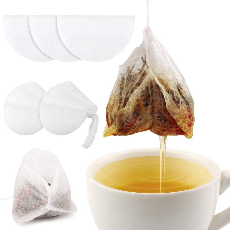 WINIT 100Pcs 3D UltraThin Corn Fiber Drawstring Sealing Tea Filter BagsDisposable Empty Tea Infuser Bags for Loose Leaf Tea Pot Soup Coffee Braised Food Flower Tea 