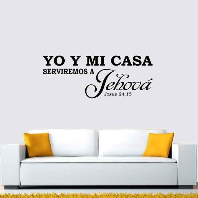 YO Y MI CASA SERVIREMOS A JEHOV BIBLE VERSE WALL DECAL LIVING ROOM BEDROOM QUOTES SCRIPTURE CHRISTIAN PRAYER RELIGIOUS FAITH JESUS GOD BEDROOM POSITIVE HOME ART DECOR VINYL STICKERS ESPANOL 41X16