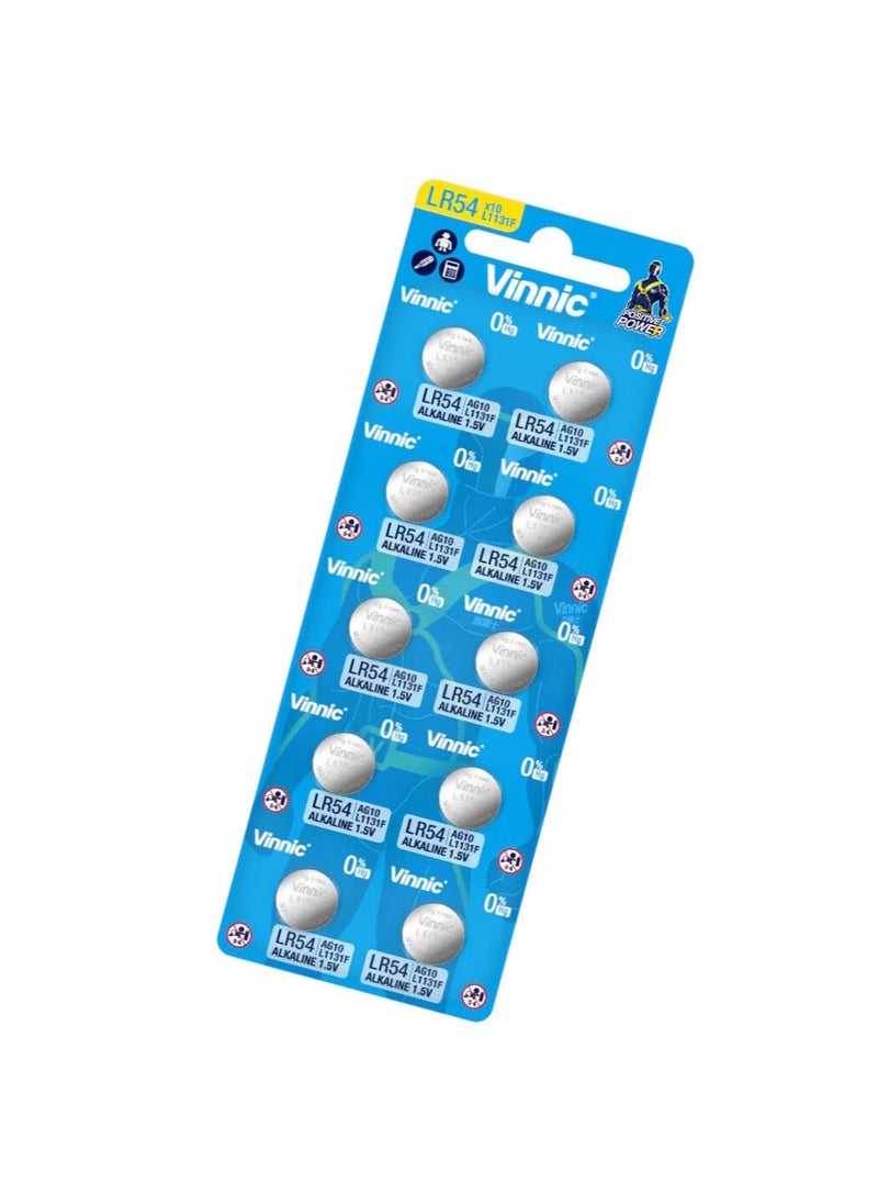 10-Pieces Vinnic AG10 / LR1130 (LR54) (L1131F) Alkaline 1.5V Button Cell Batteries - pzsku/Z2DEBEF2BF874BF1B8A4FZ/45/_/1737391490/e7dc5847-e8d8-4ff9-82c4-afd7b3d0e7cb