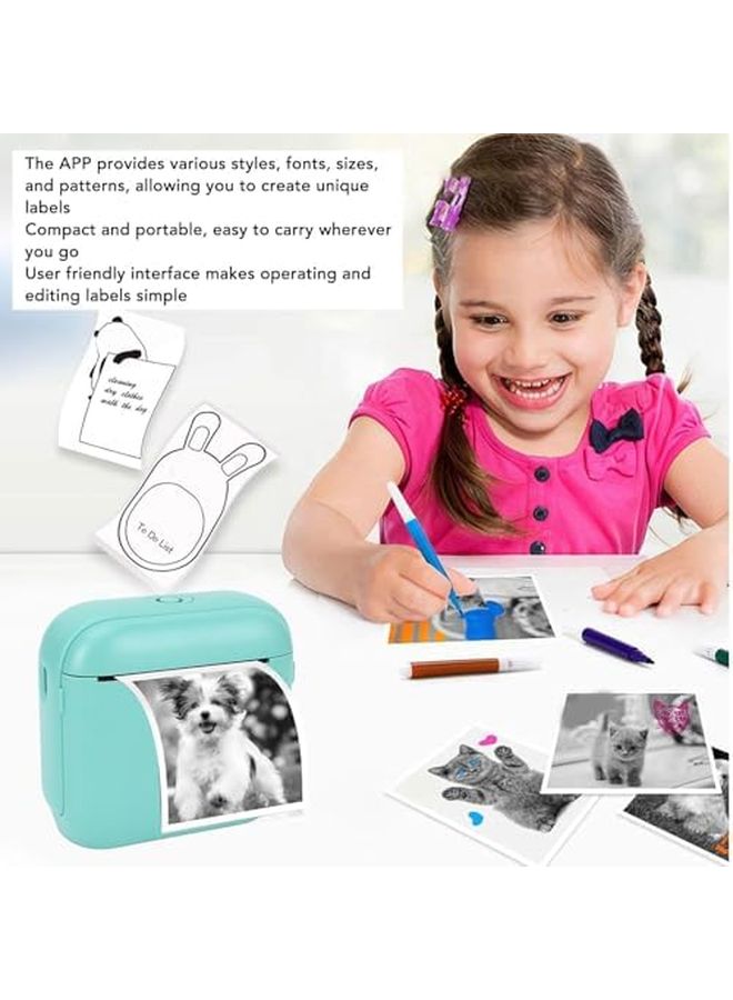 Green Bluetooth Thermal Label Printer 203DPI Inkless Portable Sticker Maker with WalkPrint App - Image 4