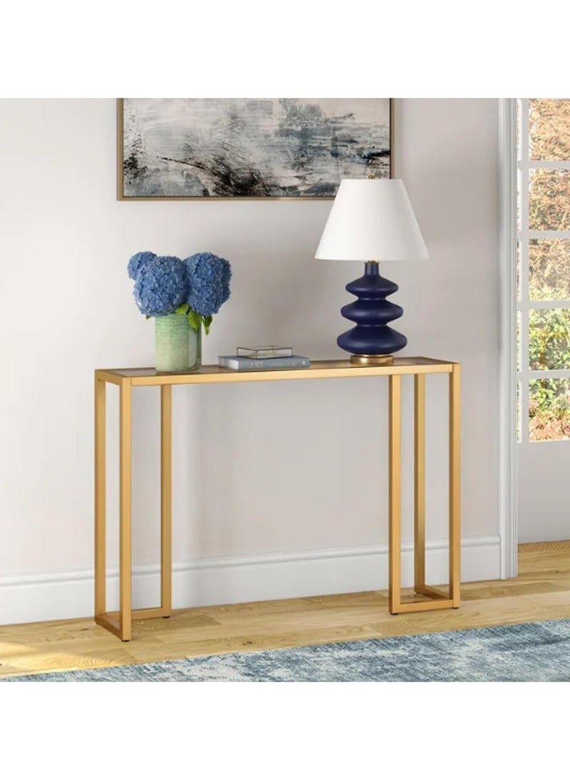 LINGWEI Glass Console Table with Storage Versatile & Stylish for Living Room Entryway and Kitchen Tempered Glass Metal Frame Sleek Elegance for Modern Homes  - Image 2