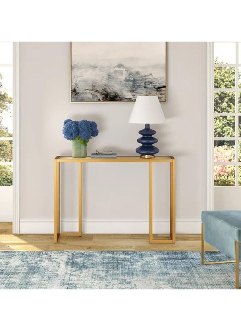 LINGWEI Glass Console Table with Storage Versatile & Stylish for Living Room Entryway and Kitchen Tempered Glass Metal Frame Sleek Elegance for Modern Homes  - Image 3