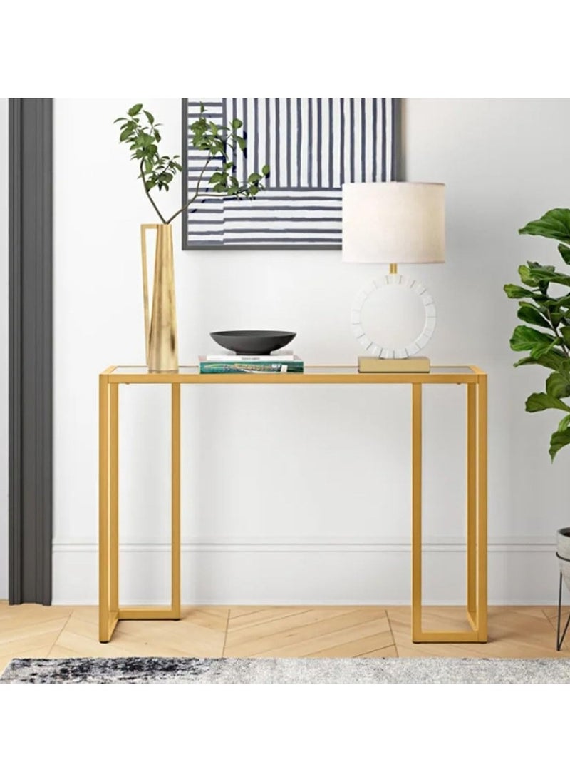 LINGWEI Glass Console Table with Storage Versatile & Stylish for Living Room Entryway and Kitchen Tempered Glass Metal Frame Sleek Elegance for Modern Homes  - Image 4