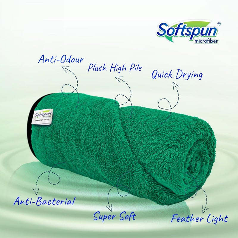 SOFTSPUN منشفة استحمام للأطفال من مايكروفايبر SOFTSPUN 1 قطعة، أخضر الببغاء | ناعمة للغاية ومريحة للأطفال، فائقة الامتصاص وتجف بسرعة، منشفة كبيرة الحجم - Image 2