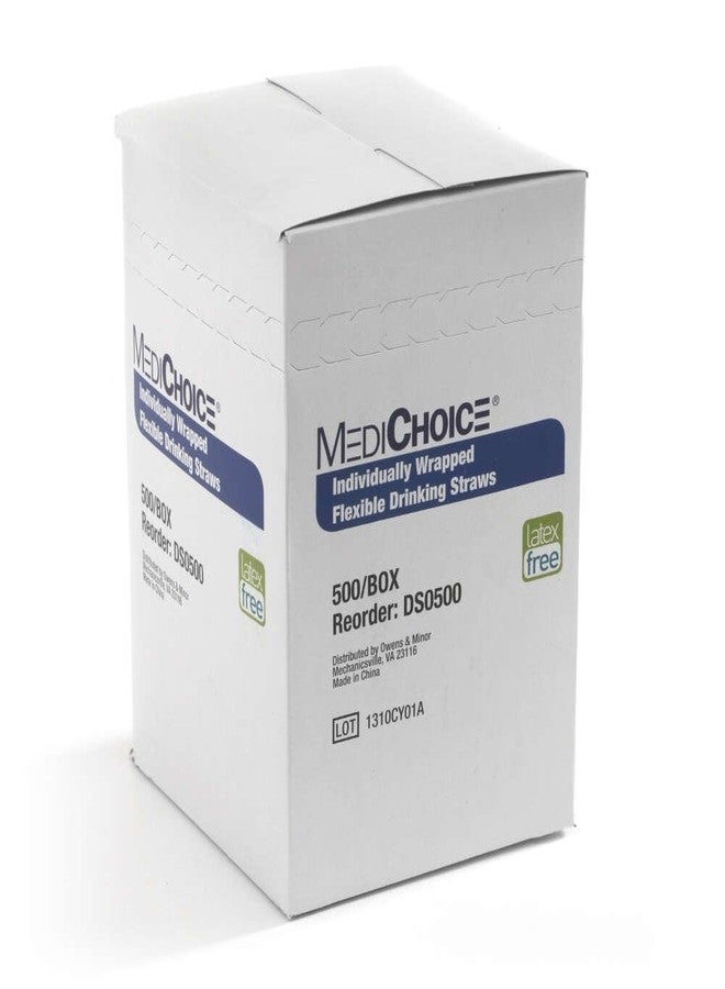 MediChoice Drinking Straw, Flexible, Individually Wrapped Disposable, Plastic, 7.75 Inch x .25 Inch (Box of 500) - Image 2