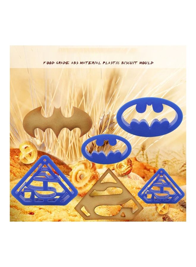 NIBEMINENT 4-Piece Batman And Superman Plastic Biscuit Mold Blue - Image 1