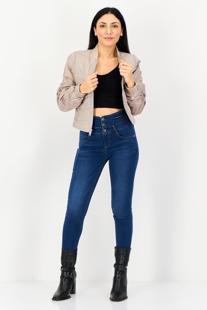 Andrew Marc Women Quilted Jacket, Taupe - Image 3