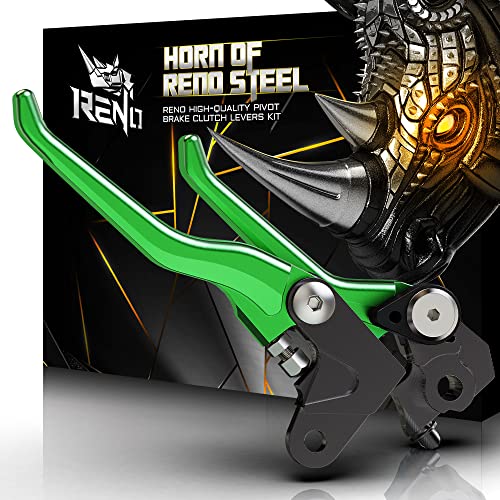 RENO Pivot Clutch Brake Levers Dirt Bike Adjustable Handle Compatible with KX65 KX85 KX100 KX112 KX125 KX250 KX250F RMZ250 RMZ450 Selected Years Green - Image 1