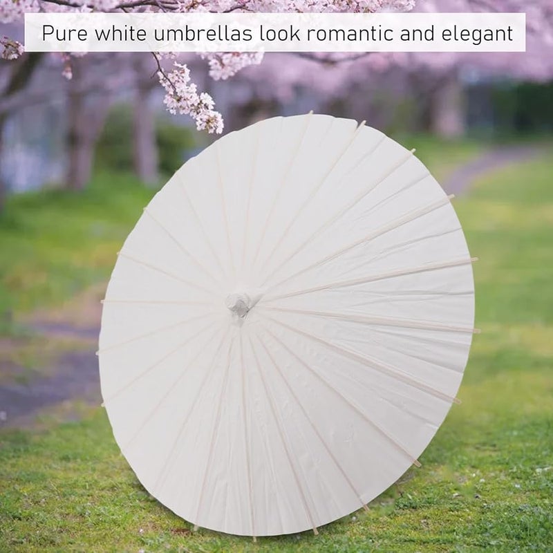 مظلات زيتية يدوية من الورق أبيض زخرفي صيني ياباني مظلة 3 حزمة فارغة - Image 3