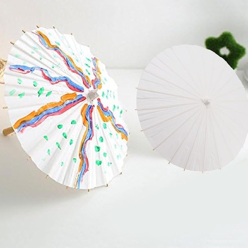 مظلات زيتية يدوية من الورق أبيض زخرفي صيني ياباني مظلة 3 حزمة فارغة - Image 4