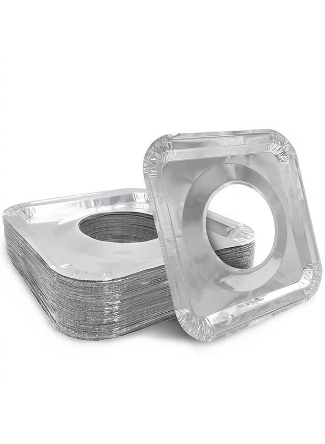 EETU 50 Pack Aluminum Stove Gas Stove Cover,Thick Chips Square Stove Linings,Available Gas Kit Protection,Outer Diameter: 8.5 x 8.5 Inch - Image 1