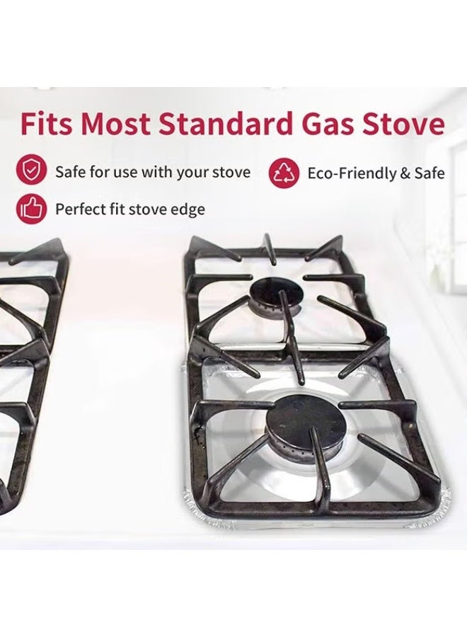 EETU 50 Pack Aluminum Stove Gas Stove Cover,Thick Chips Square Stove Linings,Available Gas Kit Protection,Outer Diameter: 8.5 x 8.5 Inch - Image 4