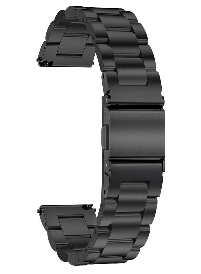TStrap Metal Watch Strap 20mm - Black Quick Release Watch Straps for Men Women - Brushed Solid Stainless Steel Smart Watch Bracelet - Ladies Replacement Band Clasp Buckle - 16mm 18mm 20mm 22mm - Image 1