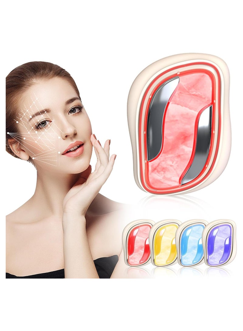 عام "مساج الوجه، جهاز مساج اليشم للوجه والرقبة مع علاج الضوء الأحمر، مساج اليشم بـ4 ألوان، أداة العناية بالبشرة، جهاز مساج منزلي للعناية بالبشرة" - Image 1