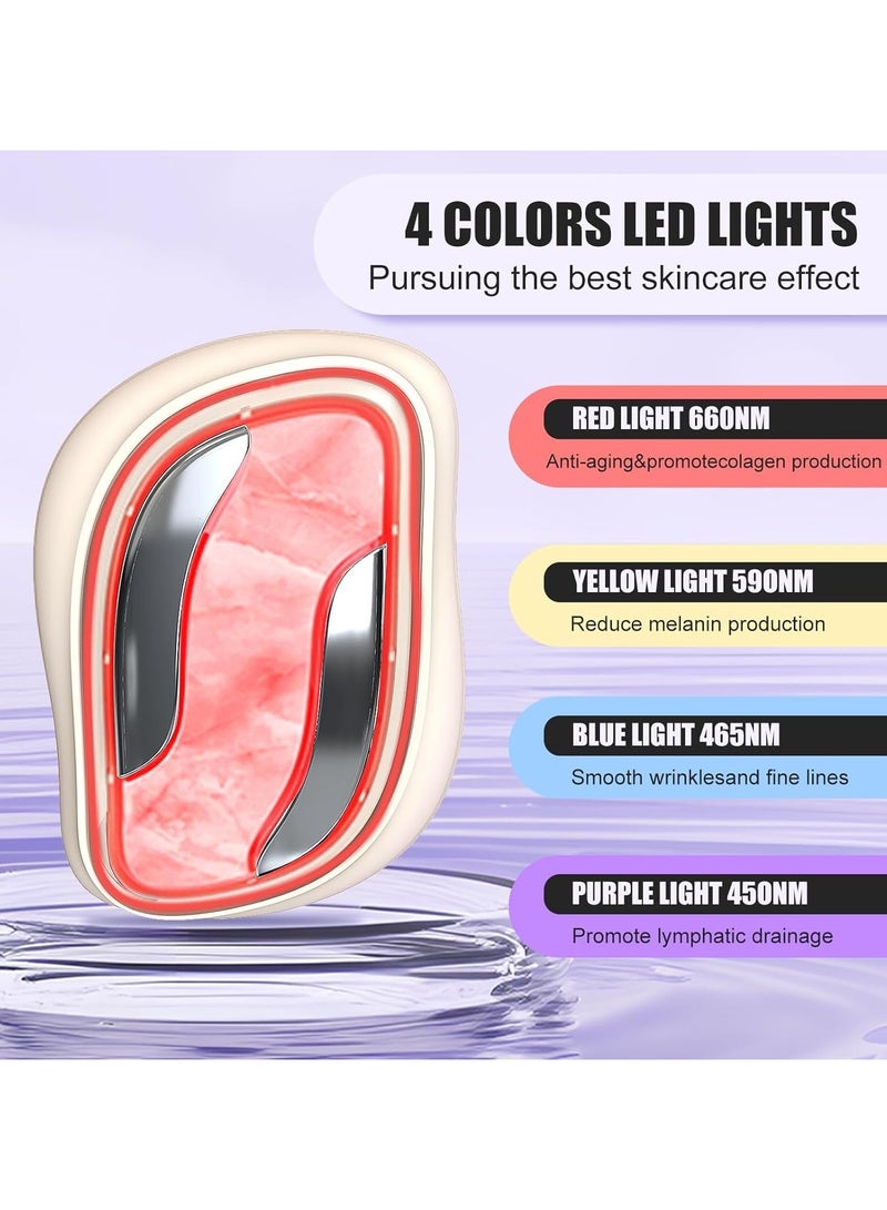 عام "مساج الوجه، جهاز مساج اليشم للوجه والرقبة مع علاج الضوء الأحمر، مساج اليشم بـ4 ألوان، أداة العناية بالبشرة، جهاز مساج منزلي للعناية بالبشرة" - Image 2