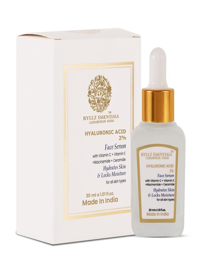 RYLLZ ESSENTIALS 2% Hyaluronic Acid Face Serum | with Ceramide, 5% Niacinamide, Aloe Vera, Vitamin E & Vitamin C | for Intense Hydration, Barrier Repair, Glowing Skin & Fine Lines | 30ml - Image 1