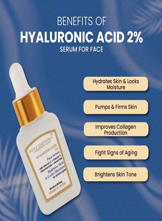 RYLLZ ESSENTIALS 2% Hyaluronic Acid Face Serum | with Ceramide, 5% Niacinamide, Aloe Vera, Vitamin E & Vitamin C | for Intense Hydration, Barrier Repair, Glowing Skin & Fine Lines | 30ml - Image 4
