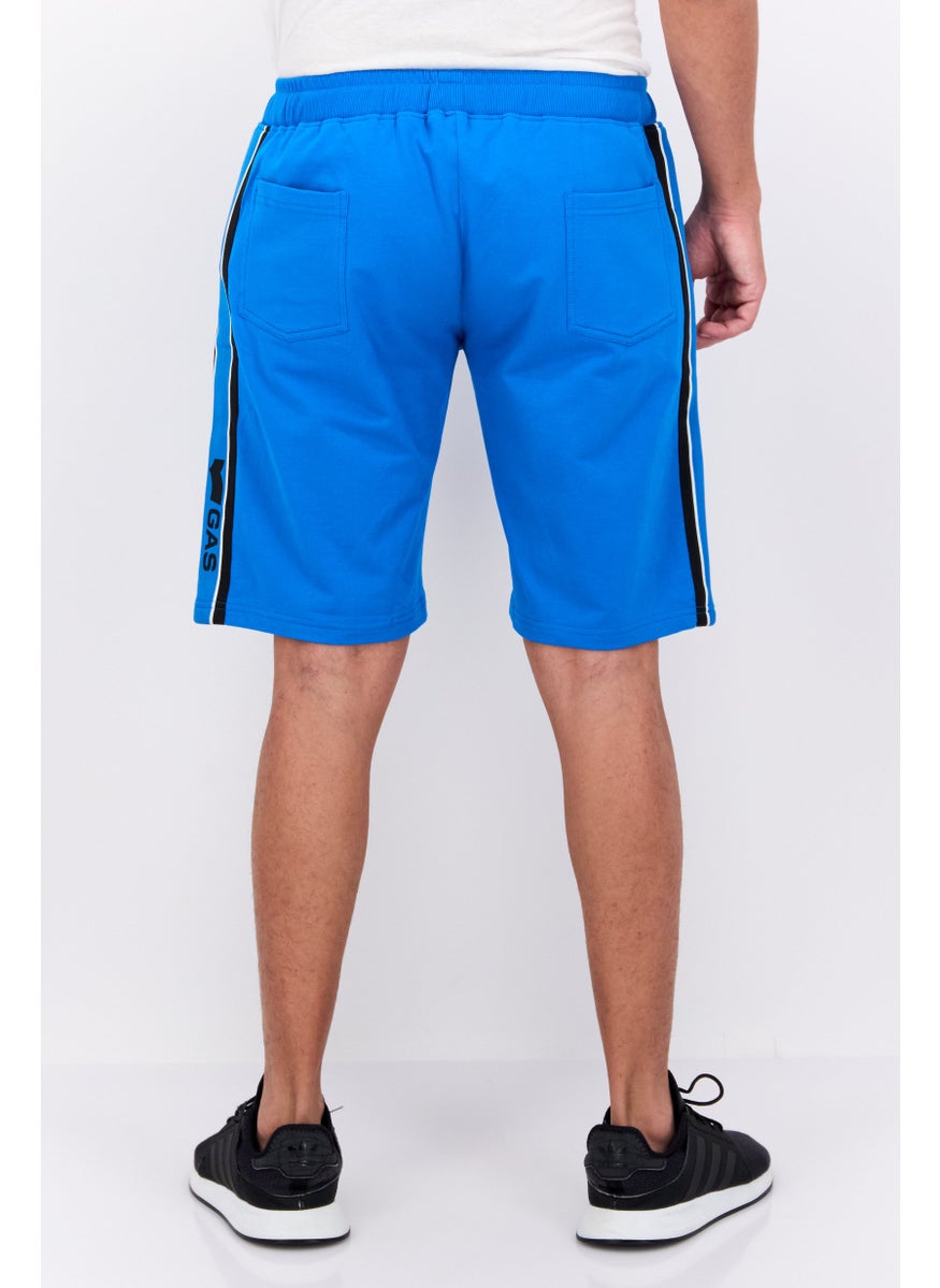 GAS Men Brand Logo Drawstring Basic Shorts, Blue  - Image 3