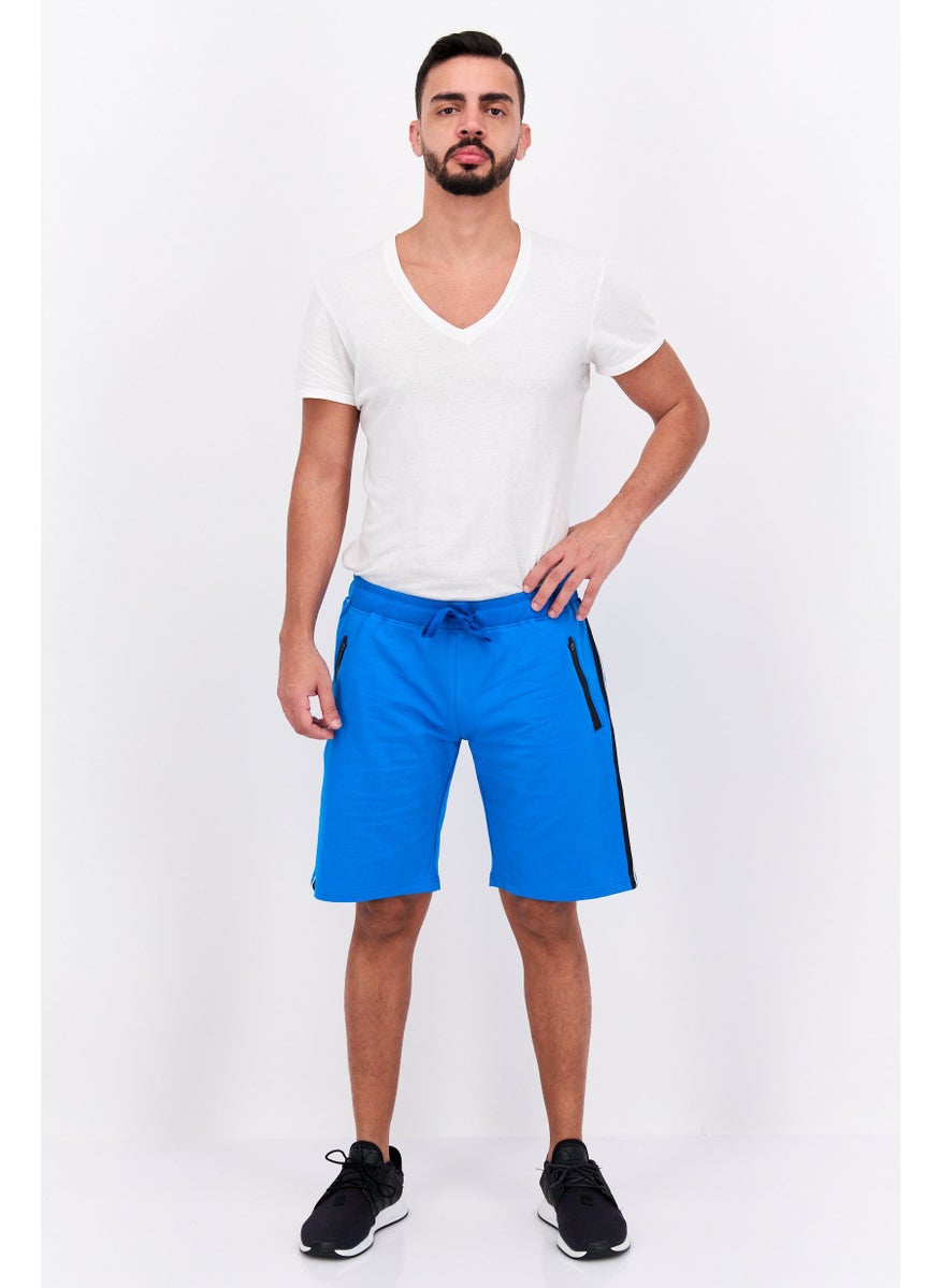 GAS Men Brand Logo Drawstring Basic Shorts, Blue  - Image 4