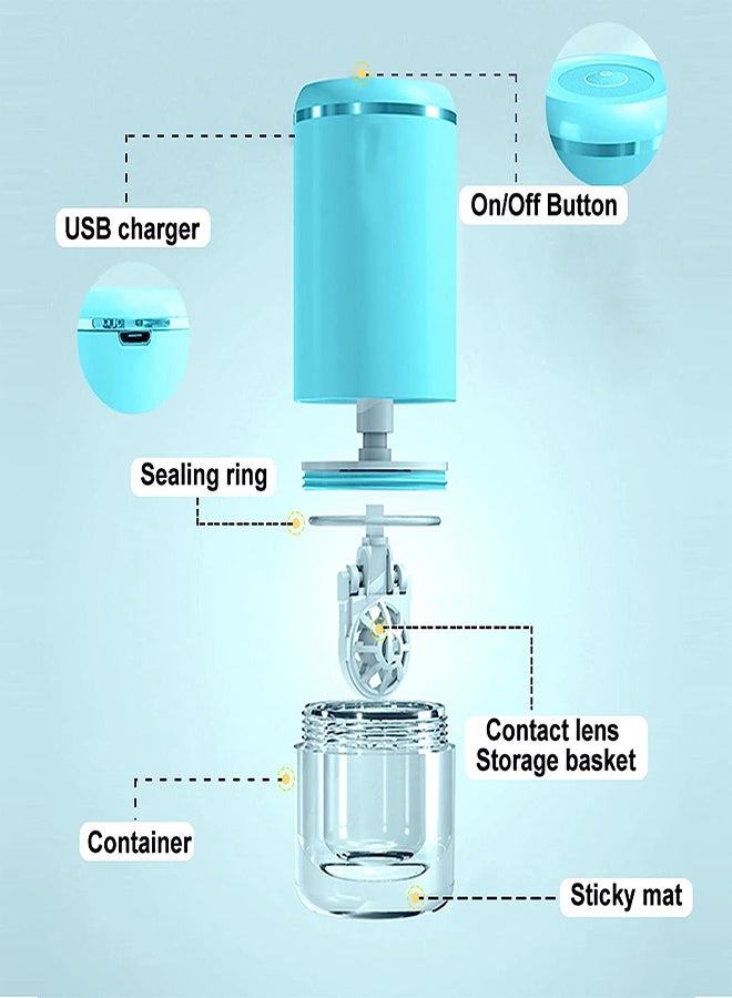 SYOSI Ultrasonic Contact Lens Cleaner Intelligent Cleaning Machine for Soft and Rigid RGP Contact Lenses Portable Contact Lenses Cleaners Case Soft Contact Lenses for Traveling/Home (Blue) - Image 4