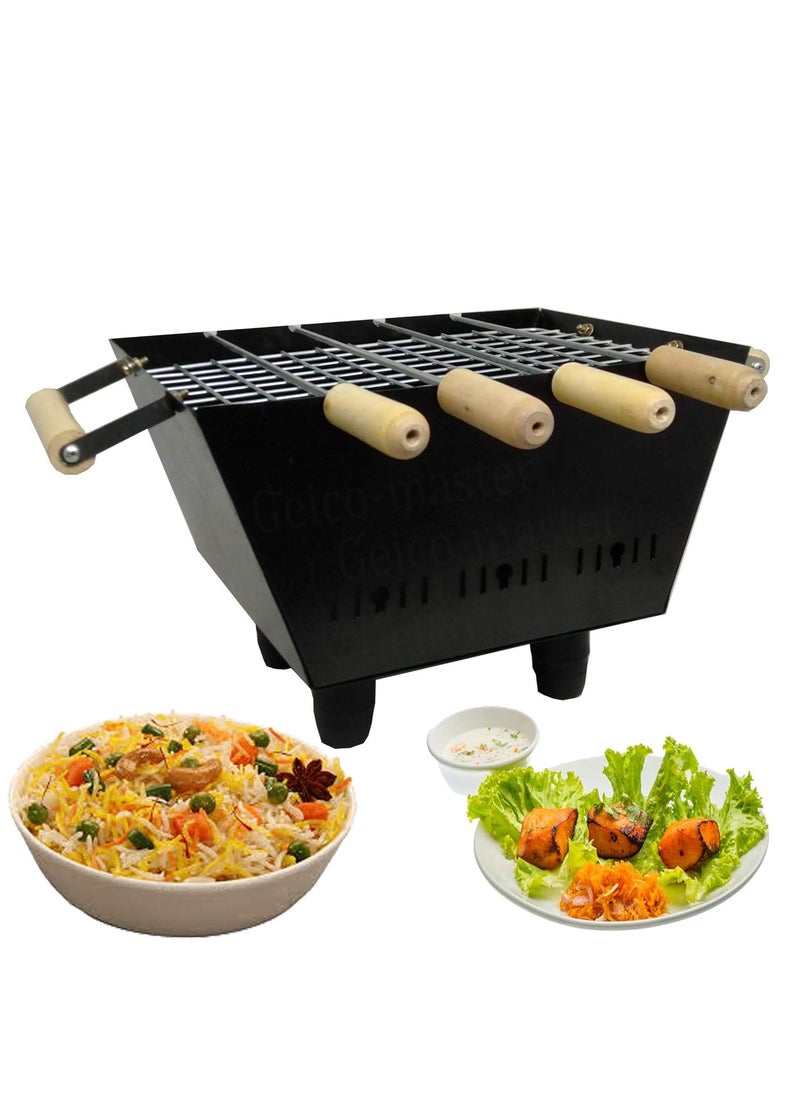 Geico-master Geicomaster Charcoal Grill Portable BBQ859 Lightweight Simple Grill for Outdoor Cooking Camping Picnics TravelBarbecue Grill with 4 Skewers 1 Grill Charcoal Grill  - Image 1