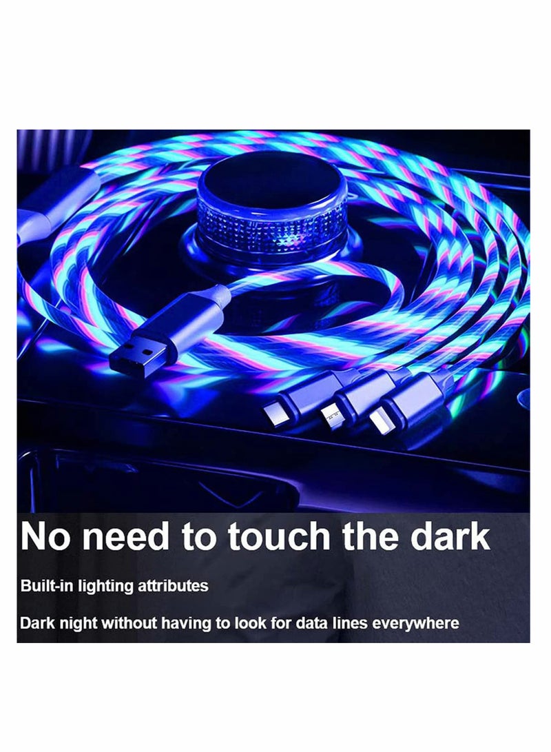 3 in 1 Multi USB Charging Cable with Blue LED Light, Glow in the Dark Design, Compatible with iOS and Android Devices, USB Type C, 1.2m Length - Image 4