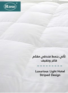 Rose ROSE Premium White Hotel Stripe Comforter Duvet Insert Filling, High Quality Filling, Super Soft All Season Quilt, King Size 250 x 230 cm  - Image 5