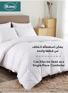 Rose ROSE Premium White Hotel Stripe Comforter Duvet Insert Filling, High Quality Filling, Super Soft All Season Quilt, King Size 250 x 230 cm  - Image 2