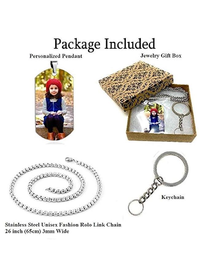 Arabest Personalized Custom Photo and Message Necklace Pendant Keychain Military Dog tag - Image 5