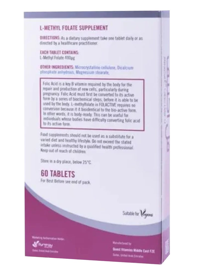Quest Activefolate Folic Acid 400 Mcg, 60 Tablets  - Image 2