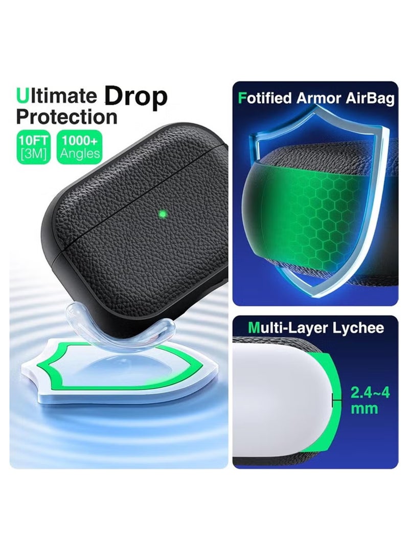 Apple Airpods Pro 3 Silicone Case | Compatible with Apple Airpods Pro 3 | Shockproof Full-Body Protective Case Cover for Apple Airpods Pro 3 with Ring Keychain (Airpods Not Included) - Black - Image 5