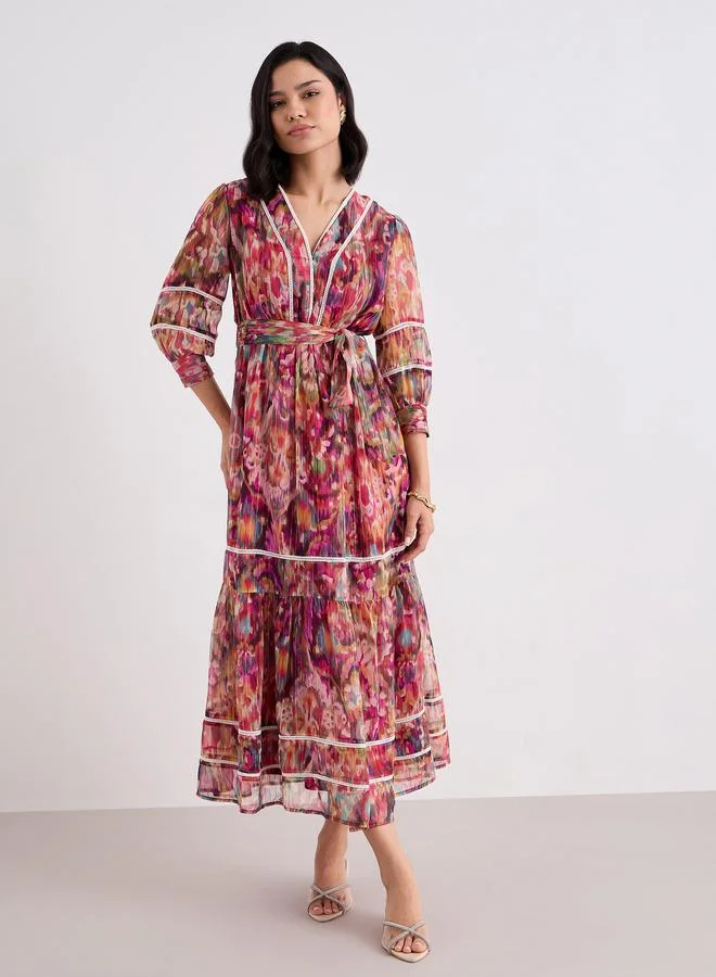 Styli Styli All Over Print Tiered Maxi Dress