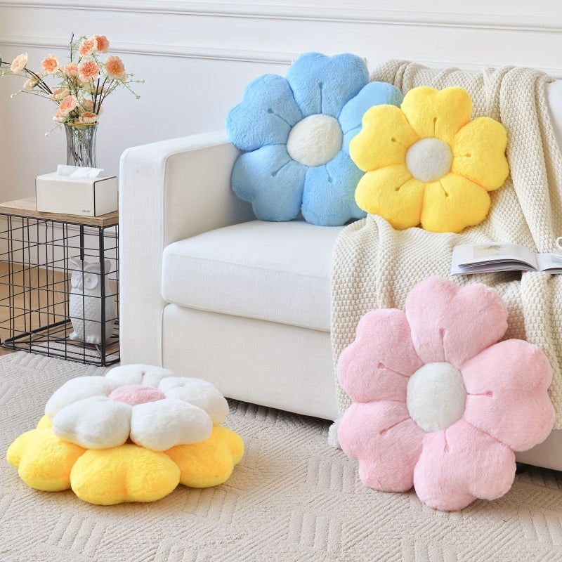 Everyday Comfort Soft Daisy Plush Throw Pillow Cozy Floral Decorative Cushion with Fluffy Petals Green 11.81 Inches Ideal for Bed and Sofa Home Decor Perfect Gift - Image 1