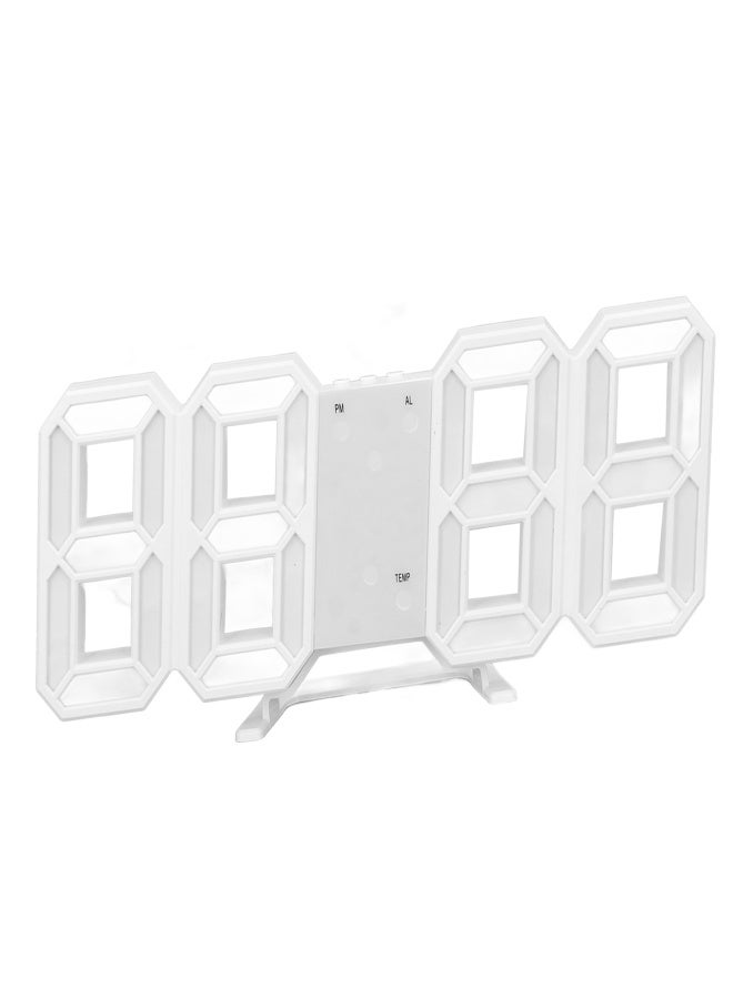 3D LED Wall Clock Minimalist White Frame Digital Wall Alarm Clock Timer with Temperature for Home Livingroom White Word - Image 3
