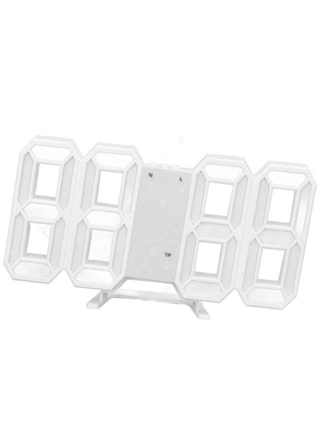 3D LED Wall Clock Minimalist White Frame Digital Wall Alarm Clock Timer with Temperature for Home Livingroom White Word - Image 4
