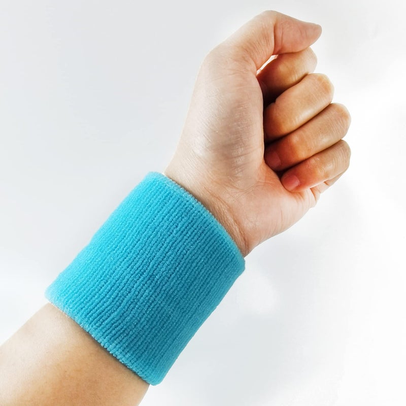 NSBELL 24PCS Colorful Sports Wristbands Cotton Sweatband Wristbands Wrist Sweatbands Wrist Sweat Bands for for Men and Women, Good for Tennis, Basketball, Running, Gym, Working Out (12Pair) - Image 4