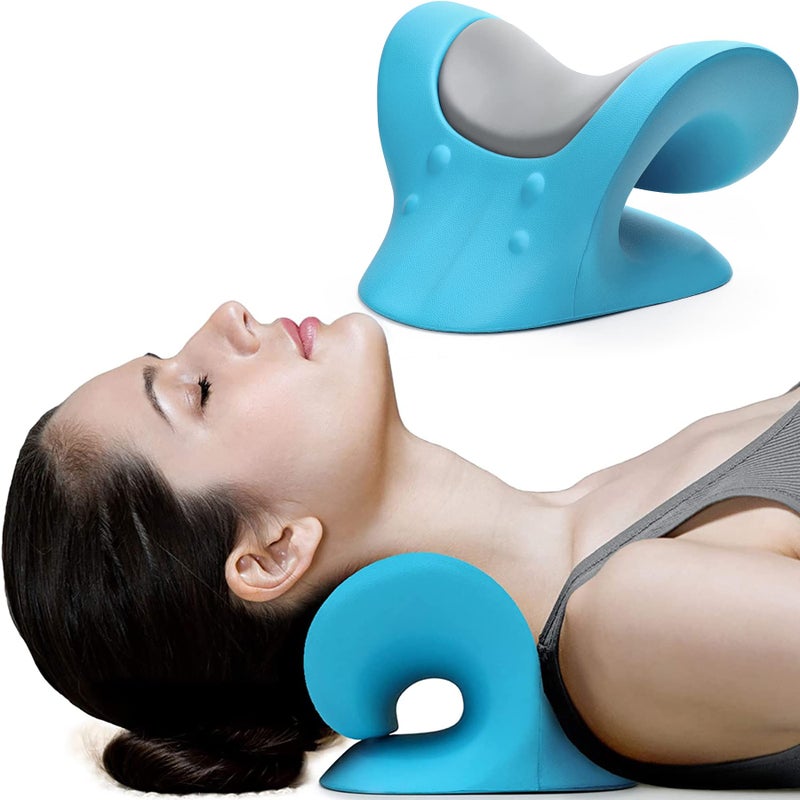 RESTCLOUD Comfortable Neck Stretcher for Neck Pain Relief Neck and Shoulder Relaxer Cervical Neck Traction Device for TMJ Pain Relief and Muscle Relax Cervical Spine Alignment Chiropractic Pillow