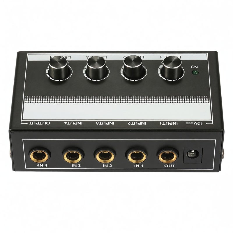 MH400 Ultra Low-Noise 4-Channel Line Mixer Mini Audio Mixer with 1/4-inch TS Inputs & Output Volume Control for Guitars Bass Keyboards - Image 5
