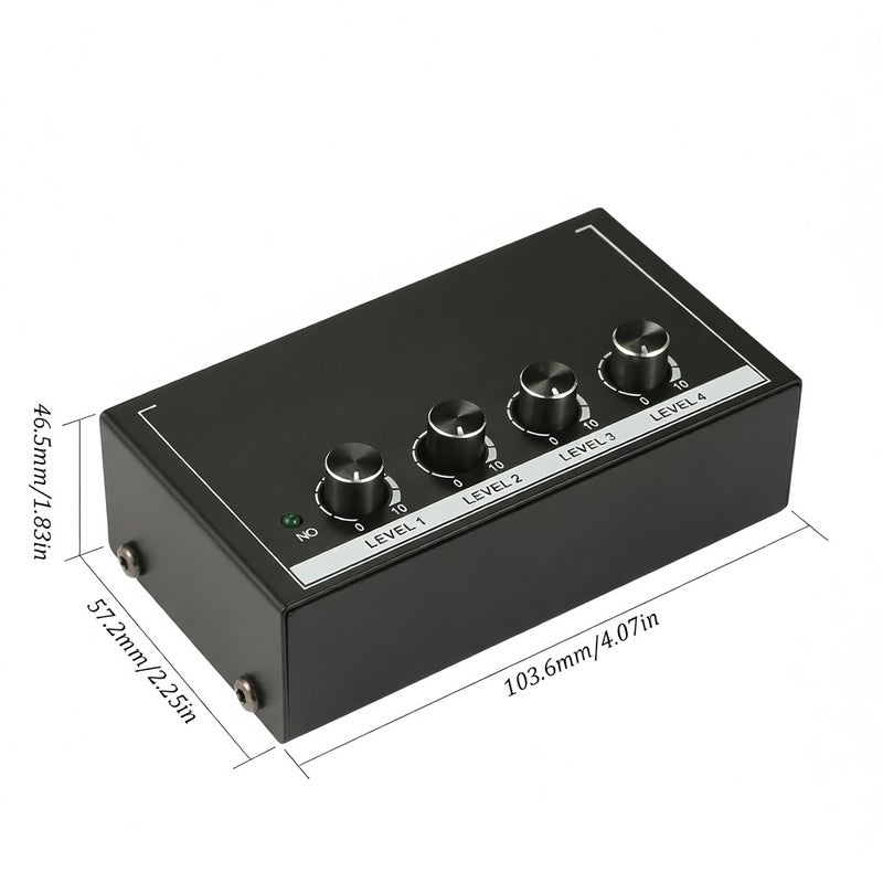 MH400 Ultra Low-Noise 4-Channel Line Mixer Mini Audio Mixer with 1/4-inch TS Inputs & Output Volume Control for Guitars Bass Keyboards - Image 4