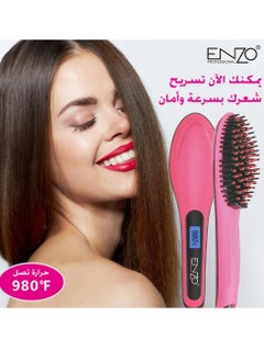 Ceramic hair straightening brush with LCD temperature display, EN-053, pink, for women and girls, with an elegant design, easy to use at home or at the hairdresser, fast performance for styling fine and curly hair. - pzsku/Z2DECD850021C62225B78Z/45/_/1704723528/d4836d78-927e-4fc5-a5f0-9f43b779e98b