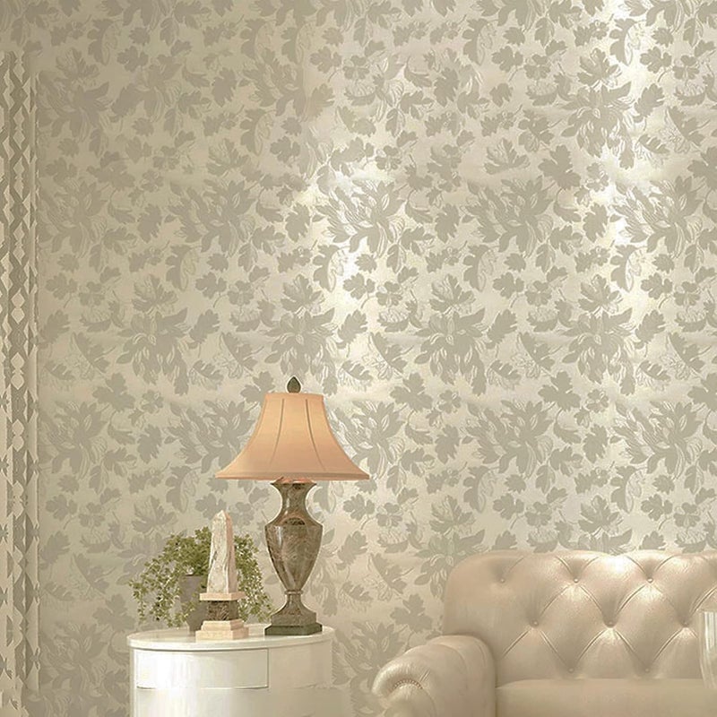 wolpin ملصقات حائط ورق جدران (45 × 600 سم، أبيض فاتح) | غرفة المعيشة، غرفة النوم، ملصق زهور البوني الملمس، ديكور منزلي زهور، لاصق ذاتي الصنع - Image 2