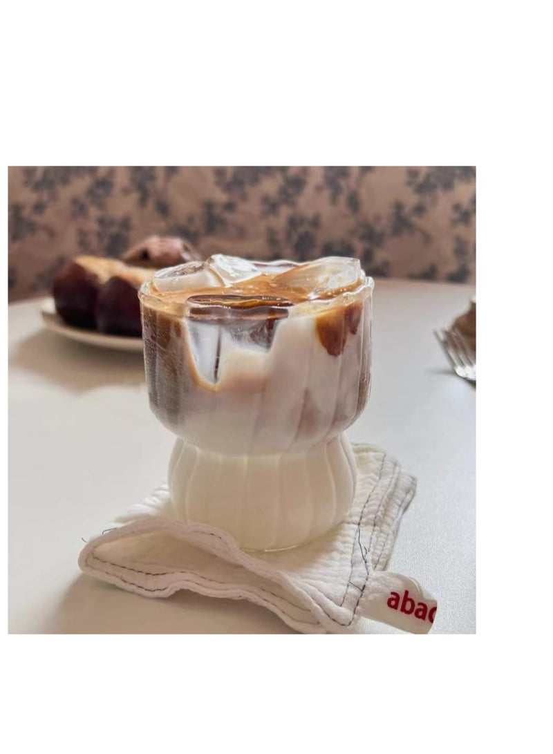 طقم أكواب ماء زجاجية، 2 قطعة سعة 300 مل، أكواب زجاجية مضلعة بطريقة.origami، تستخدم للعصير والقهوة والمشروبات، مجموعة زجاجية للحفلات والمطاعم والمنزل - Image 3