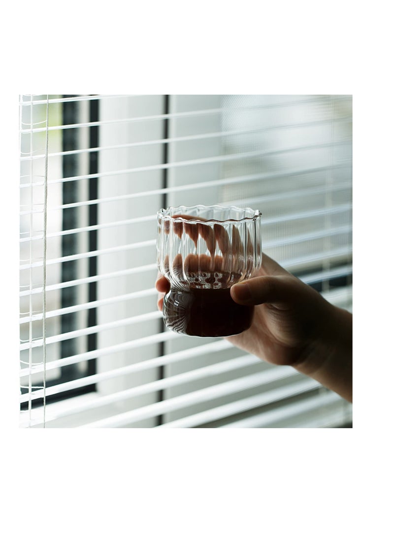 طقم أكواب ماء زجاجية، 2 قطعة سعة 300 مل، أكواب زجاجية مضلعة بطريقة.origami، تستخدم للعصير والقهوة والمشروبات، مجموعة زجاجية للحفلات والمطاعم والمنزل - Image 4